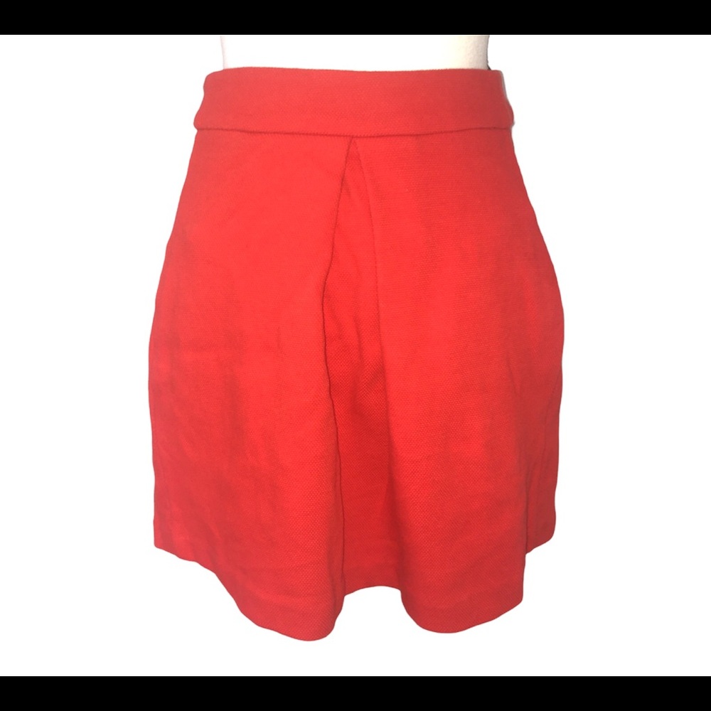 Boden Womens Red A-Line Skater Skirt Size 4P Cotton Blend Lined Career